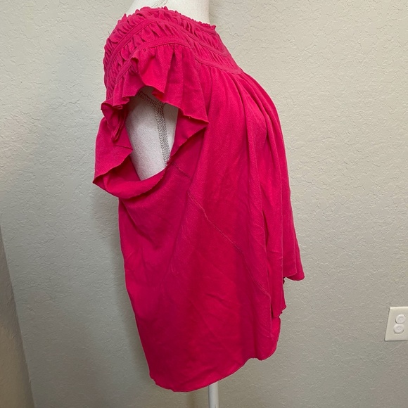 NWT Free People Womens Small Pink Ruffle Boho Top - Picture 6 of 10